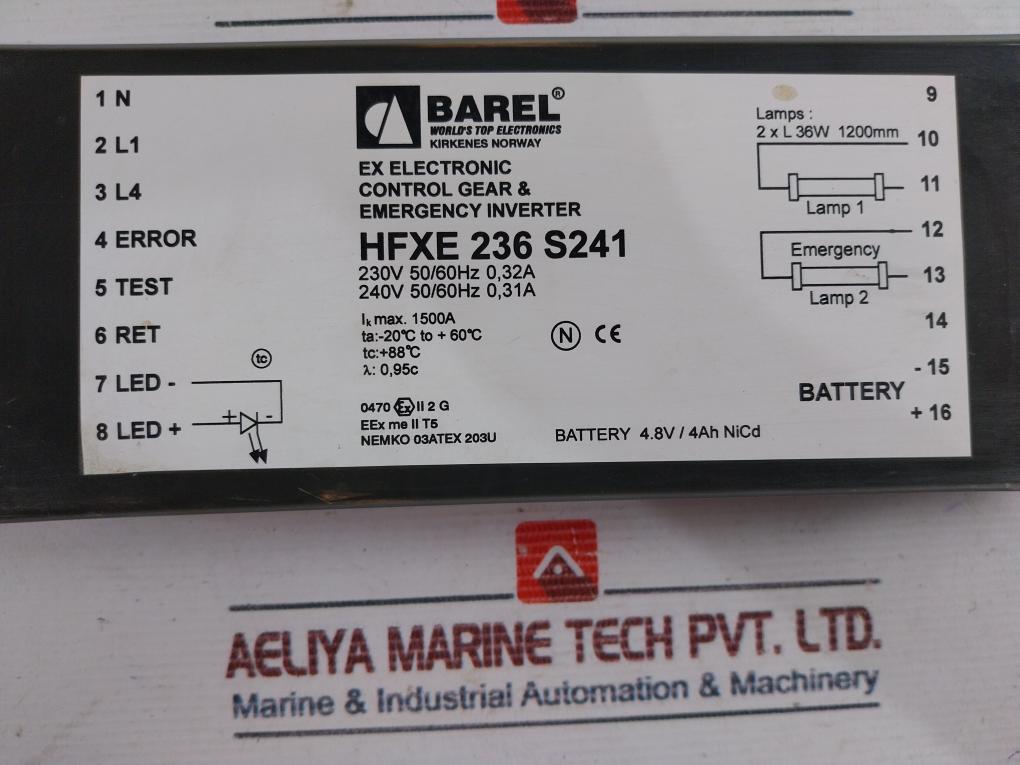 Barel Hfxe 236 S241 Control Gear & Emergency Inverter