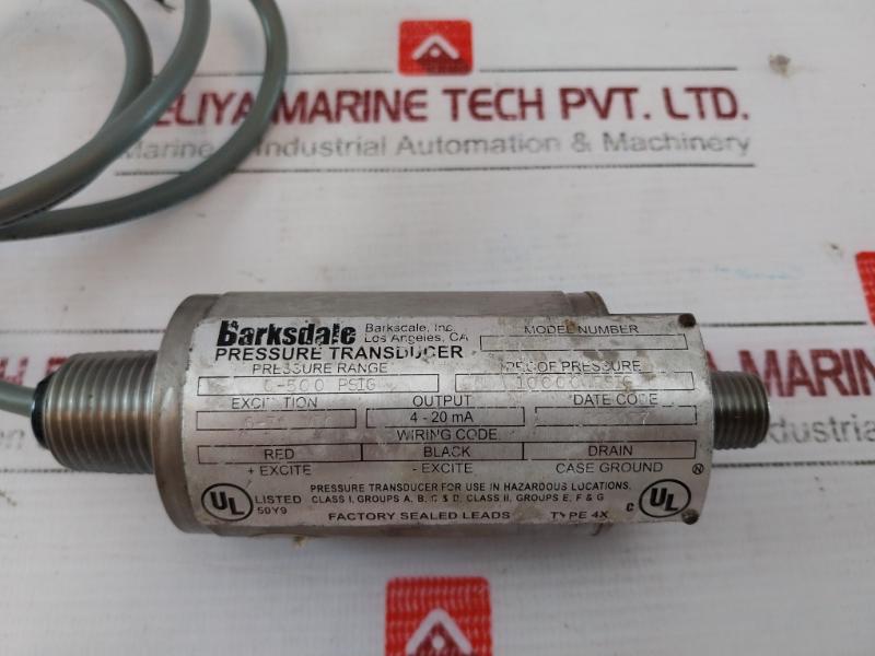 Barksdale 425x-08 Pressure Transducer 0-500 Psig 6-30 Vdc