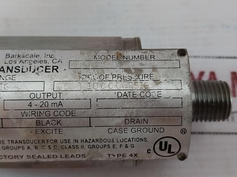 Barksdale 425x-08 Pressure Transducer 0-500 Psig 6-30 Vdc