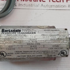 Barksdale 425x-08 Pressure Transducer 0-500 Psig 6-30 Vdc 4-20 Ma