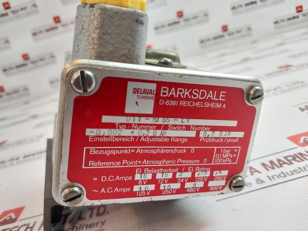Barksdale D1T-m3Ss-lv Pressure Switch -0,002 +0,2 Bar, 10A-125V