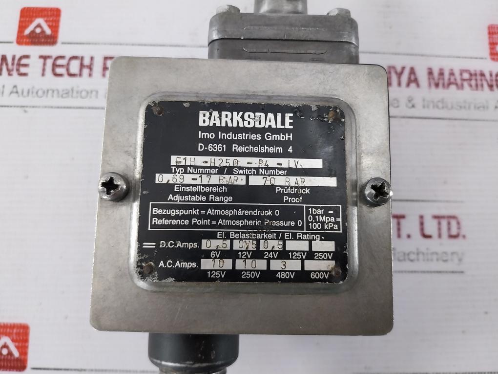 Barksdale E1H-h250-p4-lv Pressure Switch 0 To 260 Psi