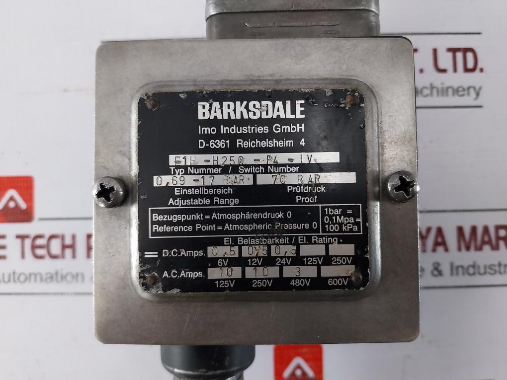 Barksdale E1H-h250-p4-lv Pressure Switch 0 To 260 Psi