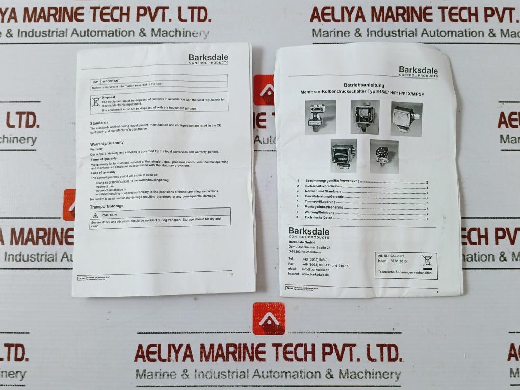 Barksdale E1h-r90-p6-pls Pressure Switch 0.8-6 Bar 250v &nbsp;Dc250v Ac250v