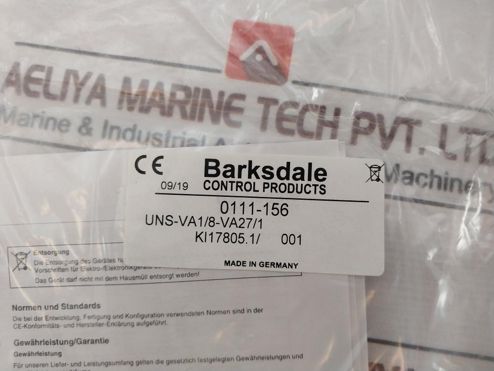 Bsrksdale Uns-va1/8 Va27/1 Float Level Switch Sensor 0111-156