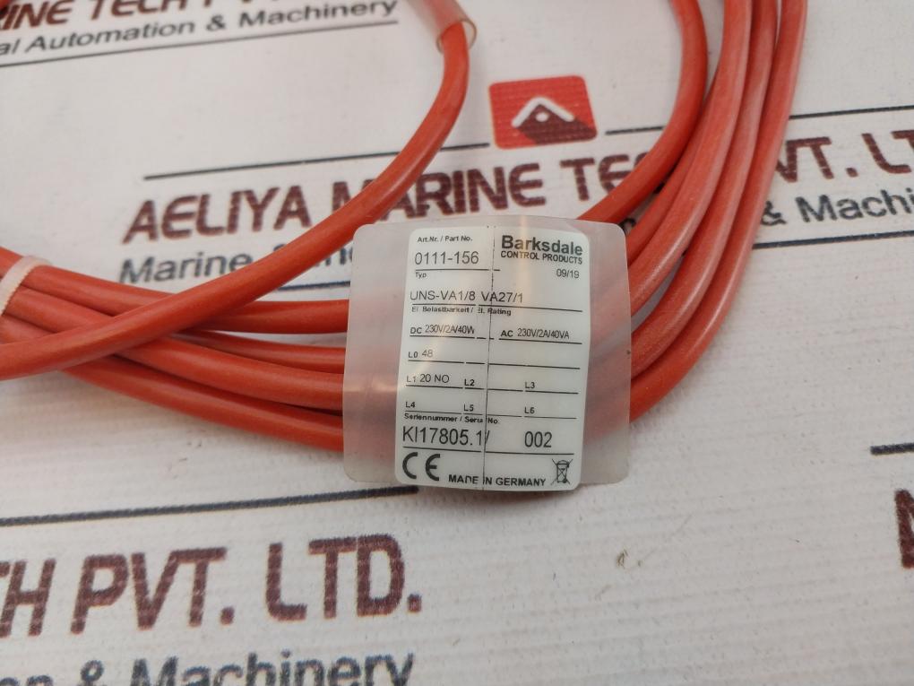 Bsrksdale Uns-va1/8 Va27/1 Float Level Switch Sensor 0111-156