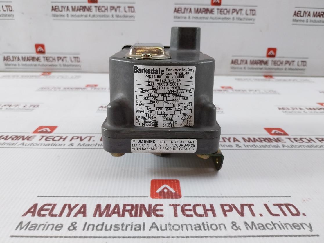 Barksdale D1T-m80Ss-s0018 Pressure Or Vacuum Actuated Switch 5-80 Psi