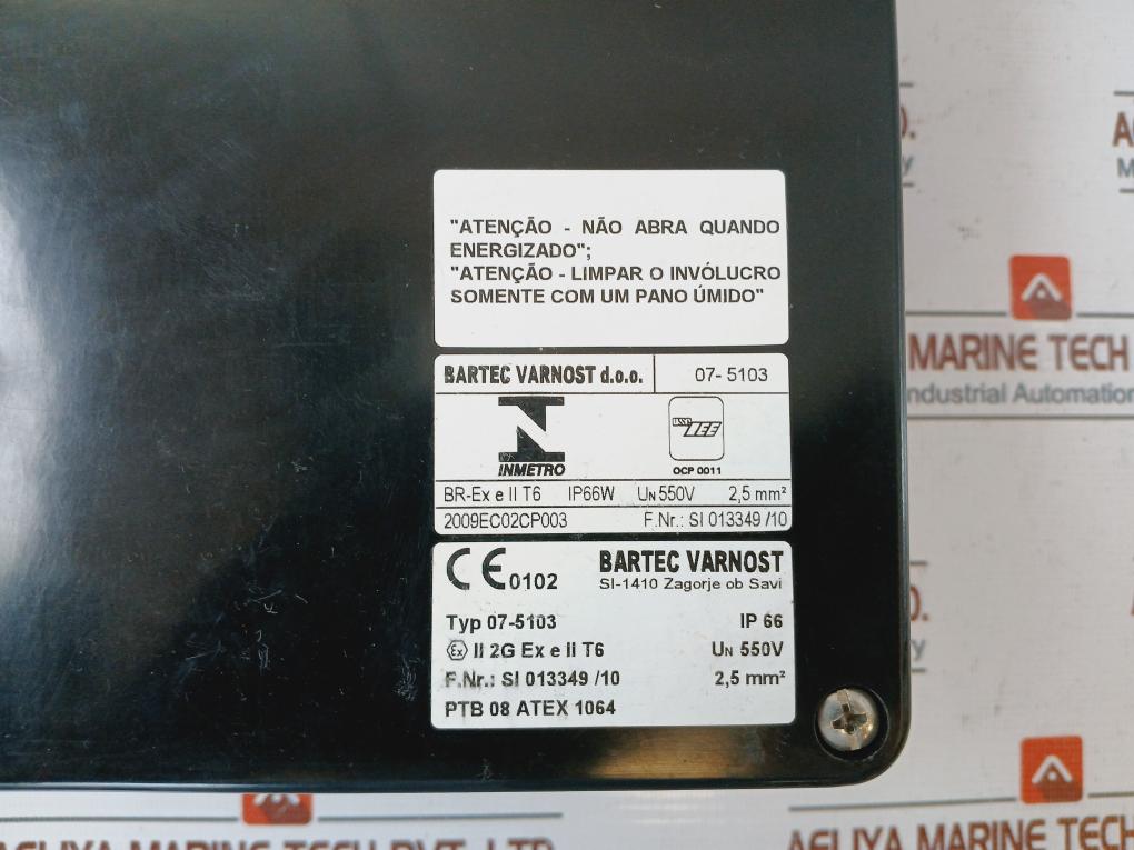 Bartec Varnost 07-5103 Junction Box Ip66