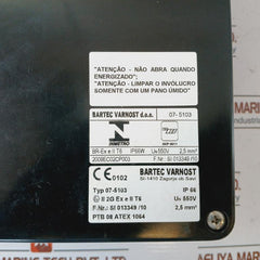 Bartec Varnost 07-5103 Junction Box Ip66
