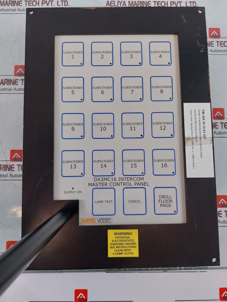 Bartec Vodec Dx3mc16 Intercom Master Control Panel 5vdc 2w