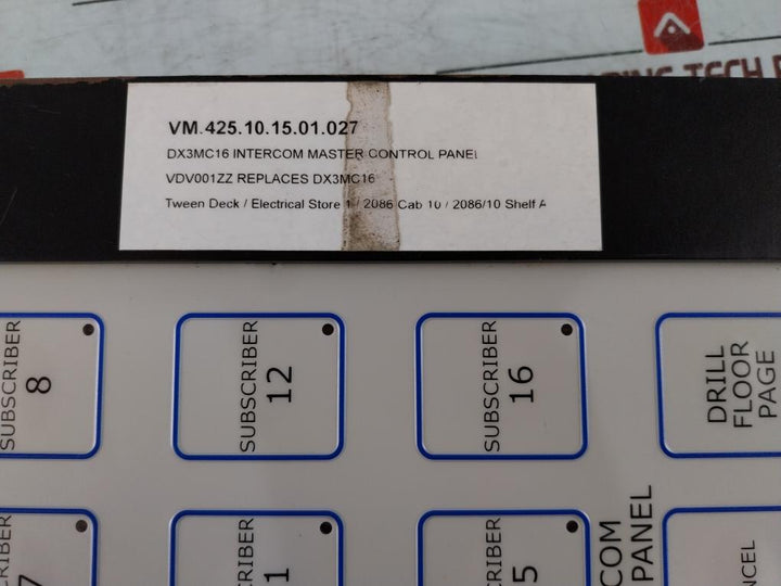 Bartec Vodec Dx3mc16 Intercom Master Control Panel 5vdc 2w