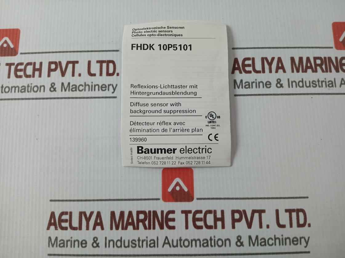 Baumer Electric Fhdk 10P5101 Position Photoelectric Diffuse Sensor S391 2M
