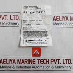Baumer Electric Inductive Proximity Switch 12-30 Vdc Ifr 12.26.15/K715