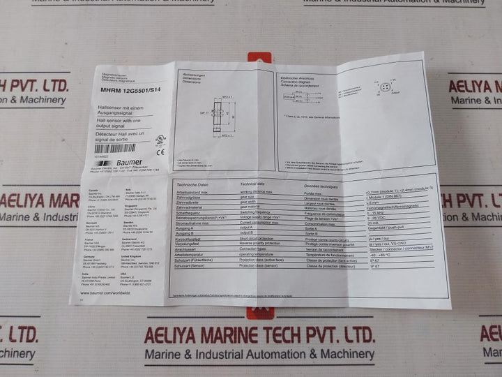 Baumer Mhrm 12G5501/S14 Hall Sensor With One Output Signal
