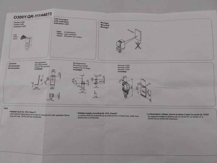 Baumer O300y.qr-11144073 Photoelectric Sensor -25+60c 30vac/3a