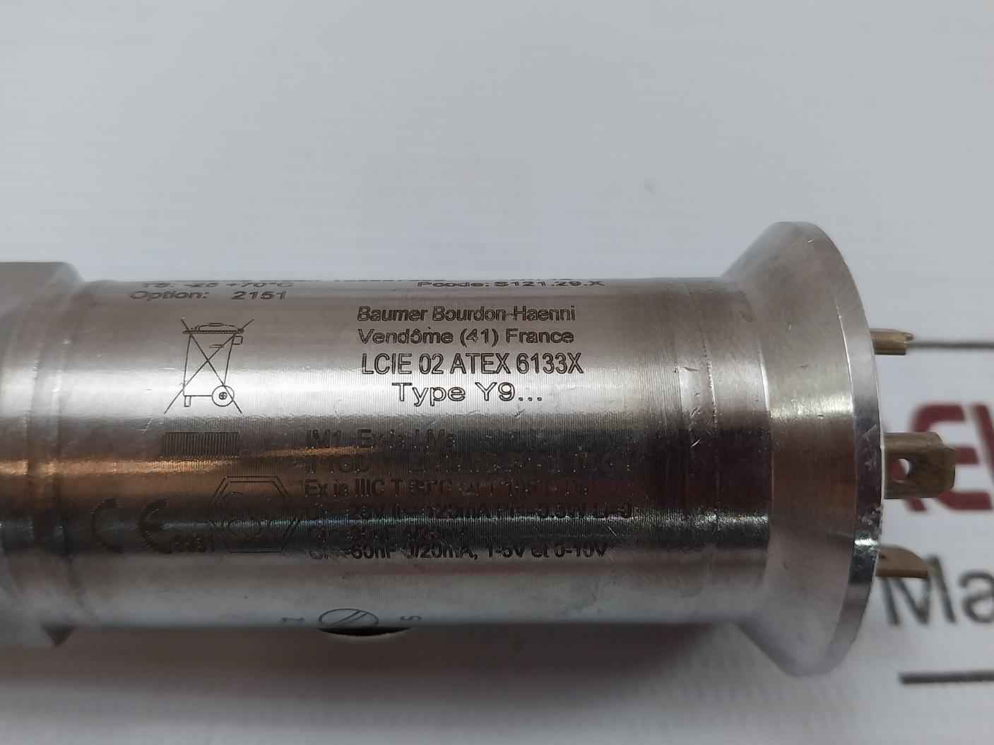 Baumer Y913 Pressure Transmitter 4-20 Ma 11-28 Vdc 0+400 Bar R
