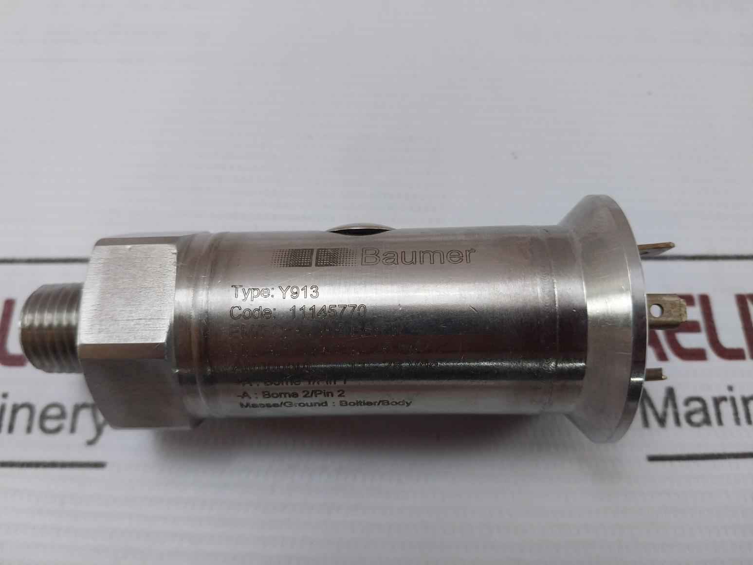Baumer Y913 Pressure Transmitter 4-20 Ma 11-28 Vdc 0+400 Bar R
