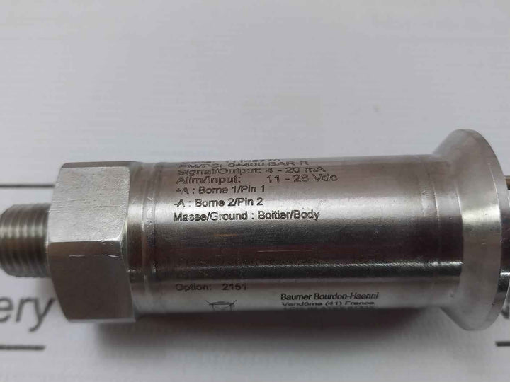 Baumer Y913 Pressure Transmitter 4-20 Ma 11-28 Vdc 0+400 Bar R
