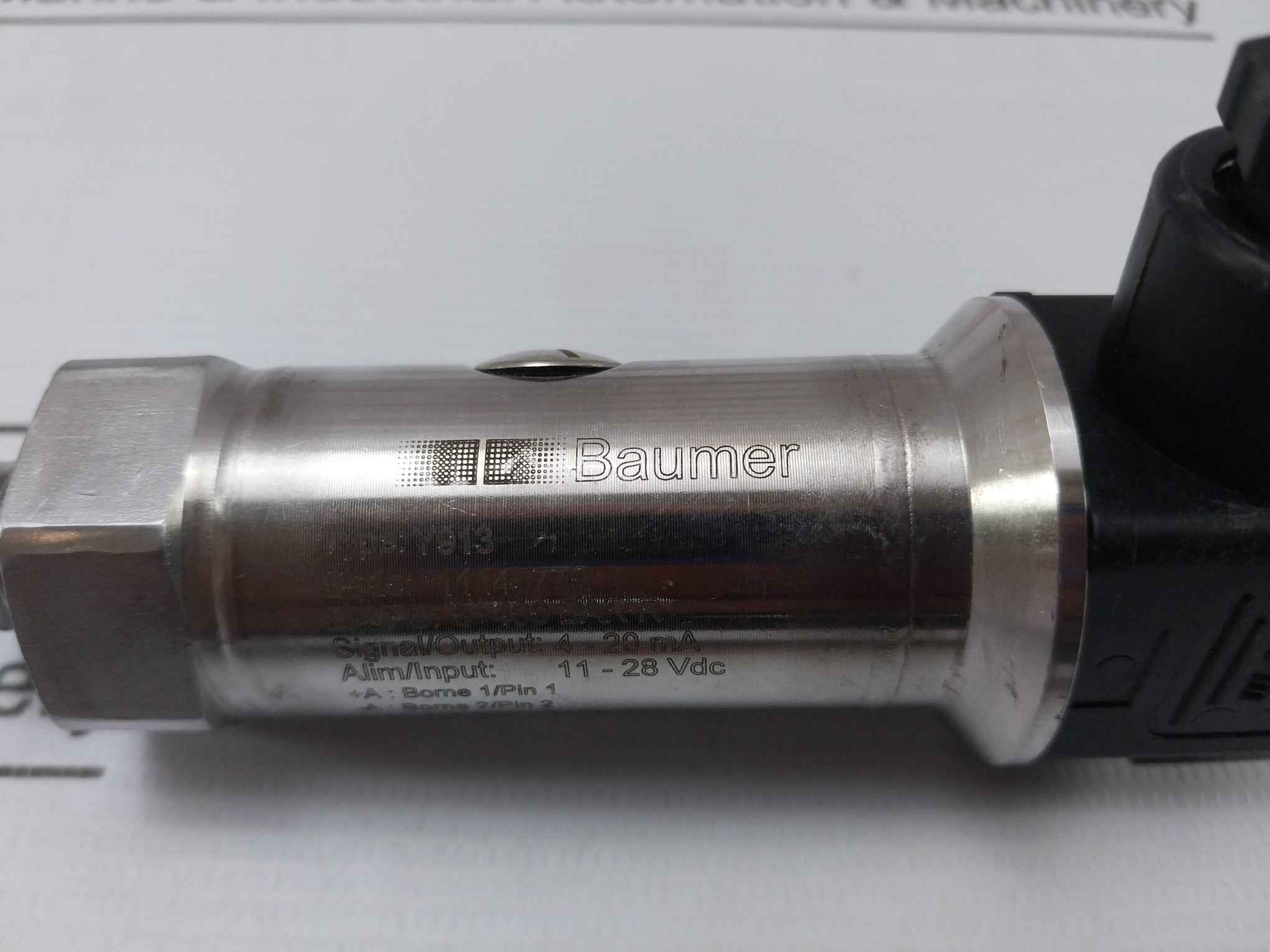 Baumer Y913 Pressure Transmitter 4–20 Ma 11-28 Vdc 11145770