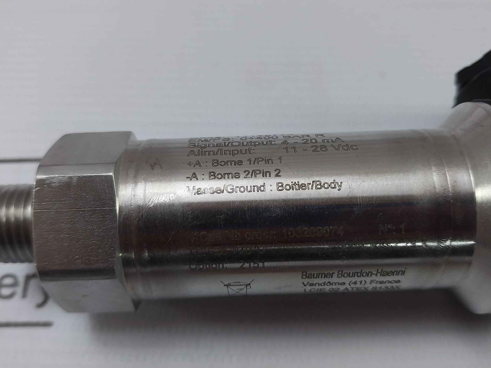 Baumer Y913 Pressure Transmitter 4–20 Ma 11-28 Vdc 11145770
