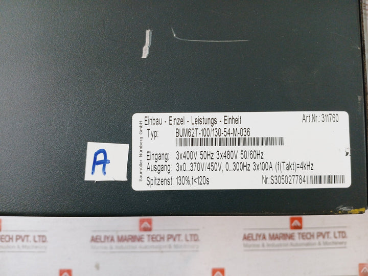 Baumuller Bum62T-100/130-54-m-036 Built-in Single Power Unit W/ M-drive