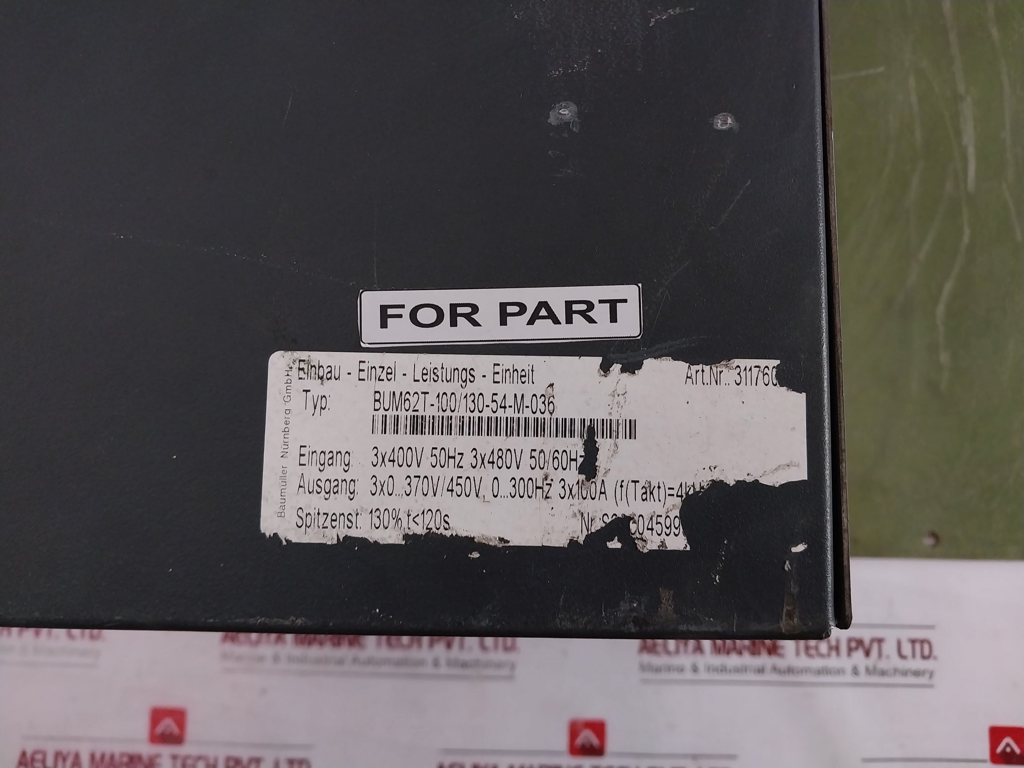 Baumuller Bum62T-100/130-54-m-036 Built In Single Power Unit 400 V (Not Working)