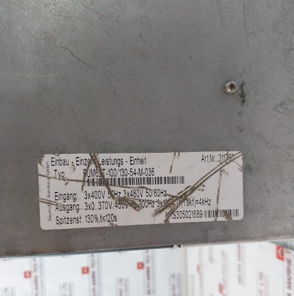 Baumuller Bum62T-100/130-54-m-036 Power Unit 3X400/480V Input 100A Output