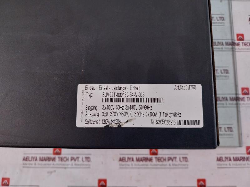 Baumuller Bum62T-100/130-54-m-036 Single Power Unit S305028913