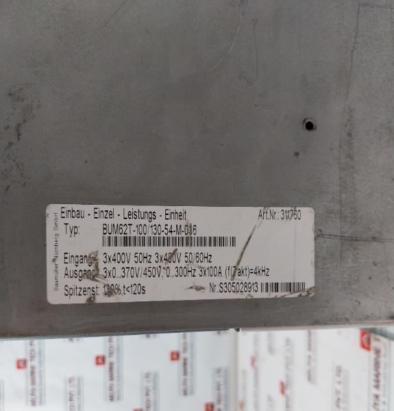 Baumuller Bum62T-100/130-54-m-036 Single Power Unit S305028913