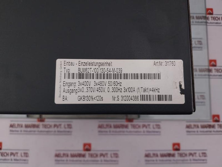 Baumuller Bum62t-100/130-54-m-039 Servo Drive Type Built-in Single Power Unit