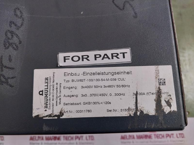 Baumuller Bum62T-100/130-54-m-039 Servo Drive Single Power Unit (Not Working)