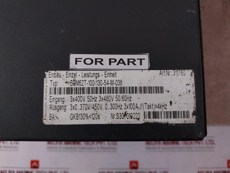 Baumuller Bum62T-100/130-54-m Servo Drive 3X400V 50Hz S307019222