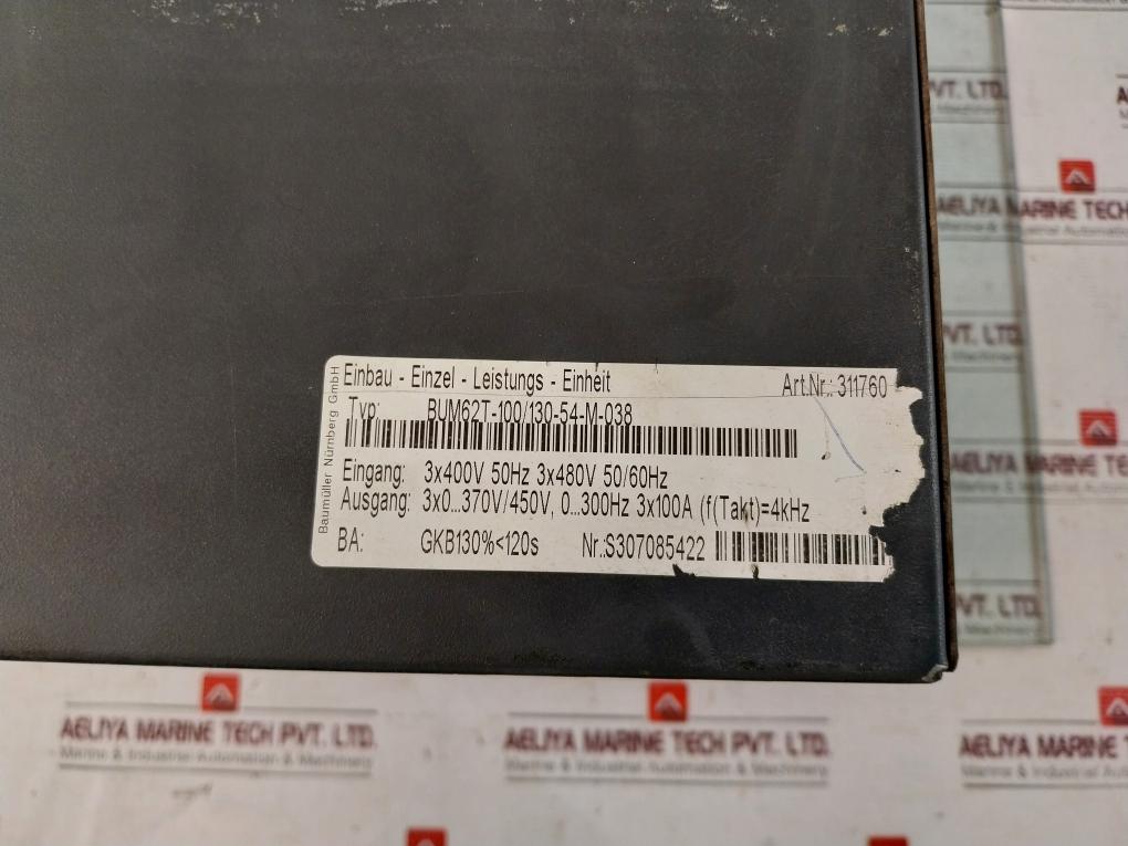 Baumuller Bum62T-100/130-54-m-038 Built-in Single Power Unit B43586-s9687-q2