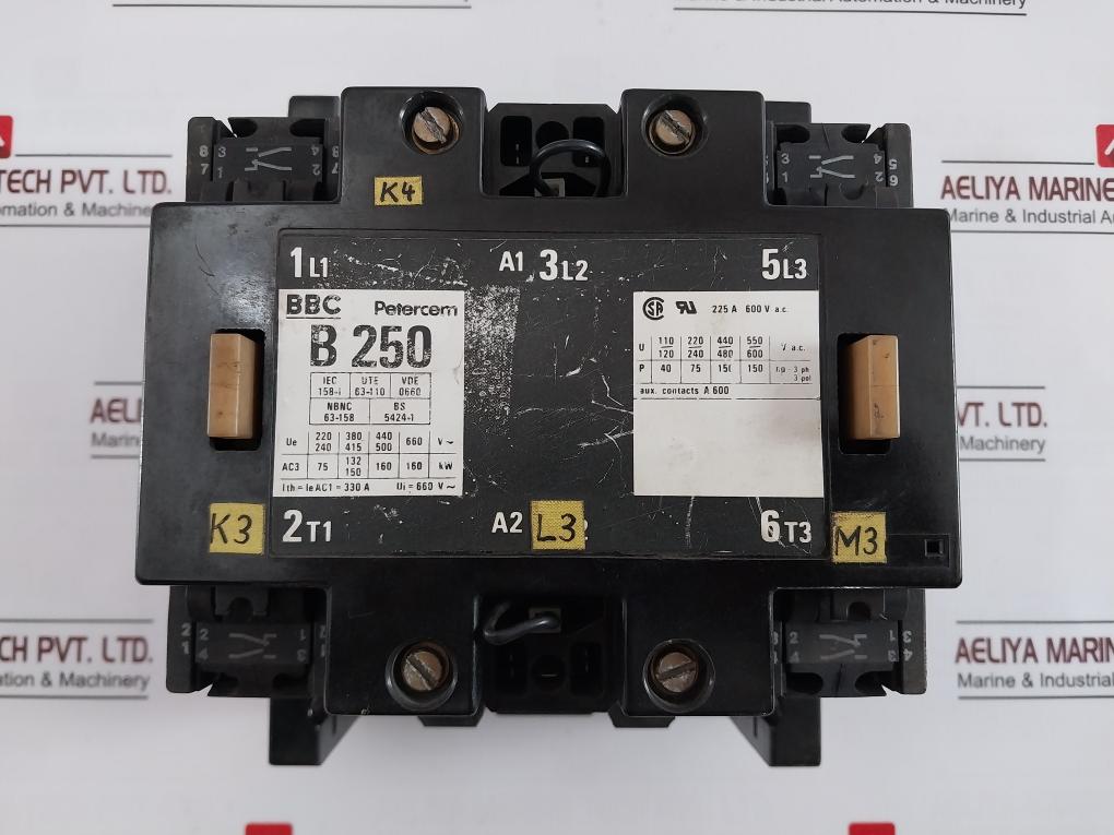 Bbc B250 Contactor Bs 5424-1 330A 660V 225A 600Vac 380V 50Hz 440V 60Hz