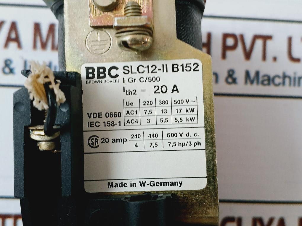 Bbc Slc12-ii B152 Contactor 20A 600Vdc