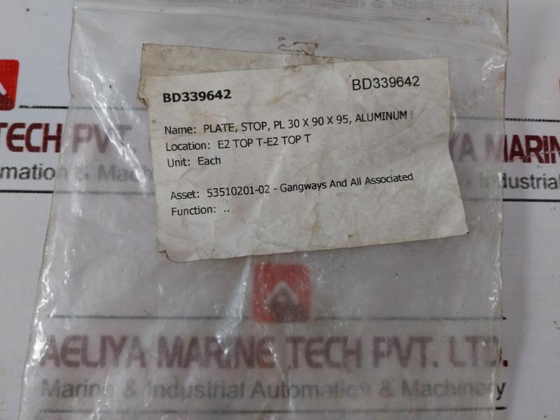 Bd339642 Stop Plate, Aluminum, 30x90x95