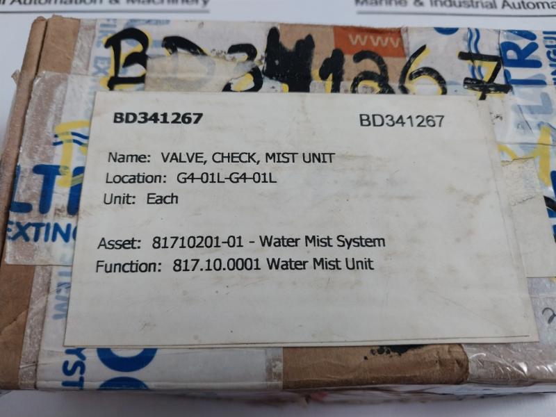BD341267 Valve Check Mist Unit 81710201-01-Water Mist System