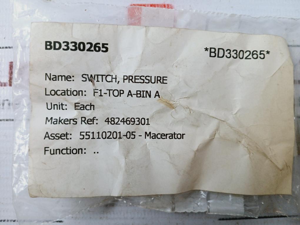 Beck 901 Pressure Switch, 24291-0164, Bd330265