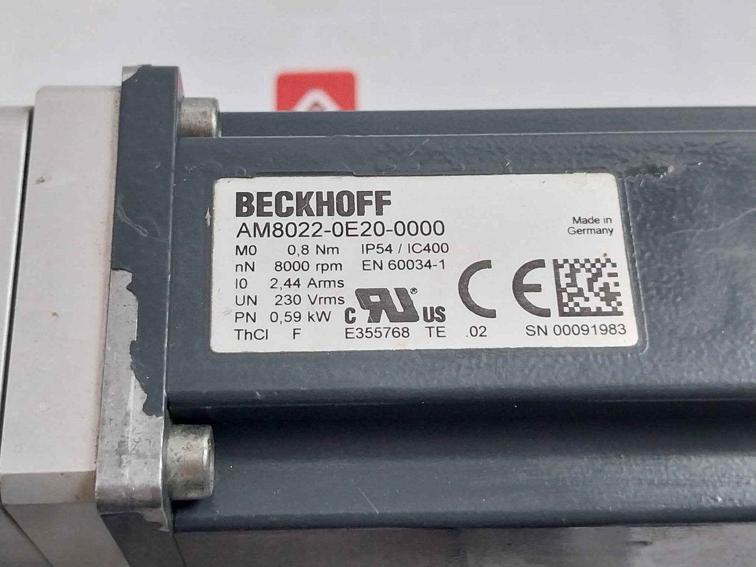 Beckhoff Am8022-0E20-0000 Servo Motor 8000 Rpm En 60034-1 Ip54/Ic400