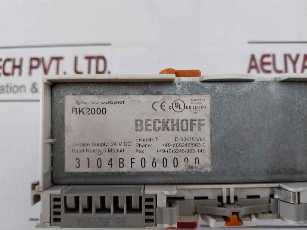 Beckhoff Bk2000 Lightbus Coupler 24 Vdc Awg 28-14