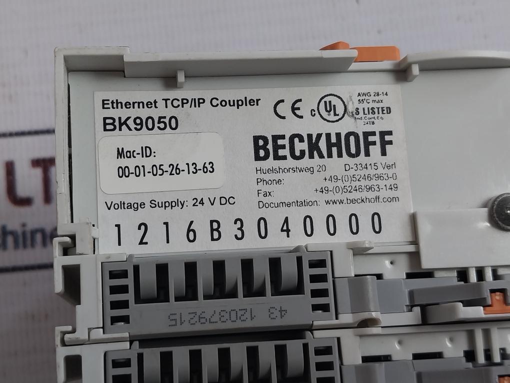 Beckhoff Bk9050 Ethernet Tcp/Ip Bus Coupler 24Vdc