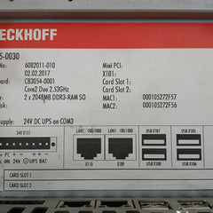 Beckhoff Cb3054-0001 24Vdc Built-in Industrial Pc C6525-0030
