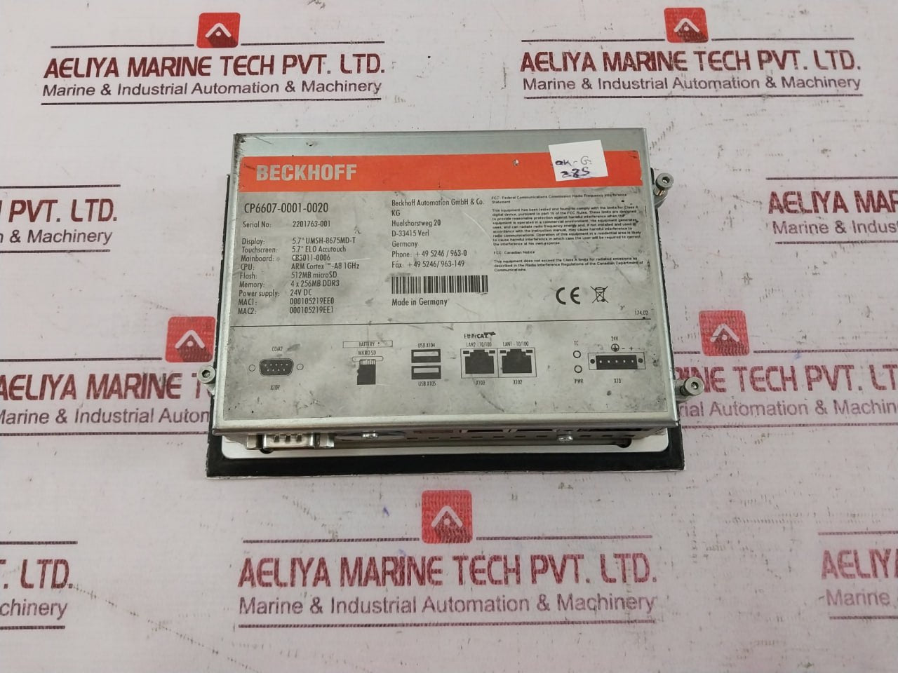 Beckhoff Cp6607-0001-0020 Control Panel Cb3011-0006 4X256Mb Ddr3 512Mb Micro Sd