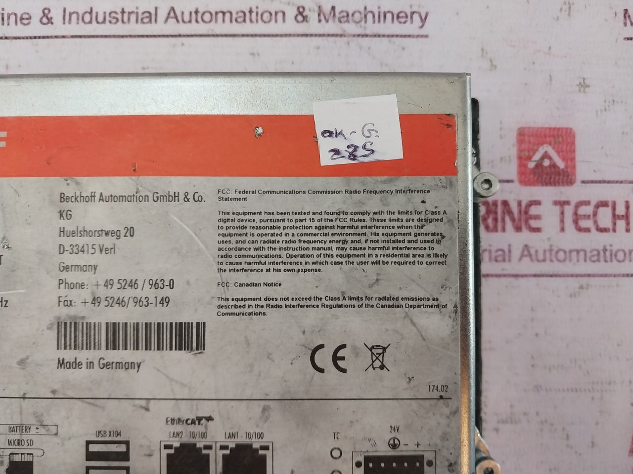 Beckhoff Cp6607-0001-0020 Control Panel Cb3011-0006 4X256Mb Ddr3 512Mb Micro Sd