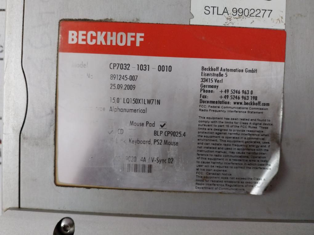 Beckhoff Cp7032-1031-0010 Control Panel