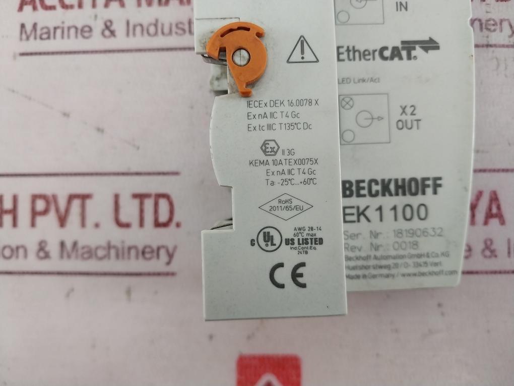 Beckhoff Ek1100 Ethercat Coupler Rev.Nr:0018 60 C Awg 28-14