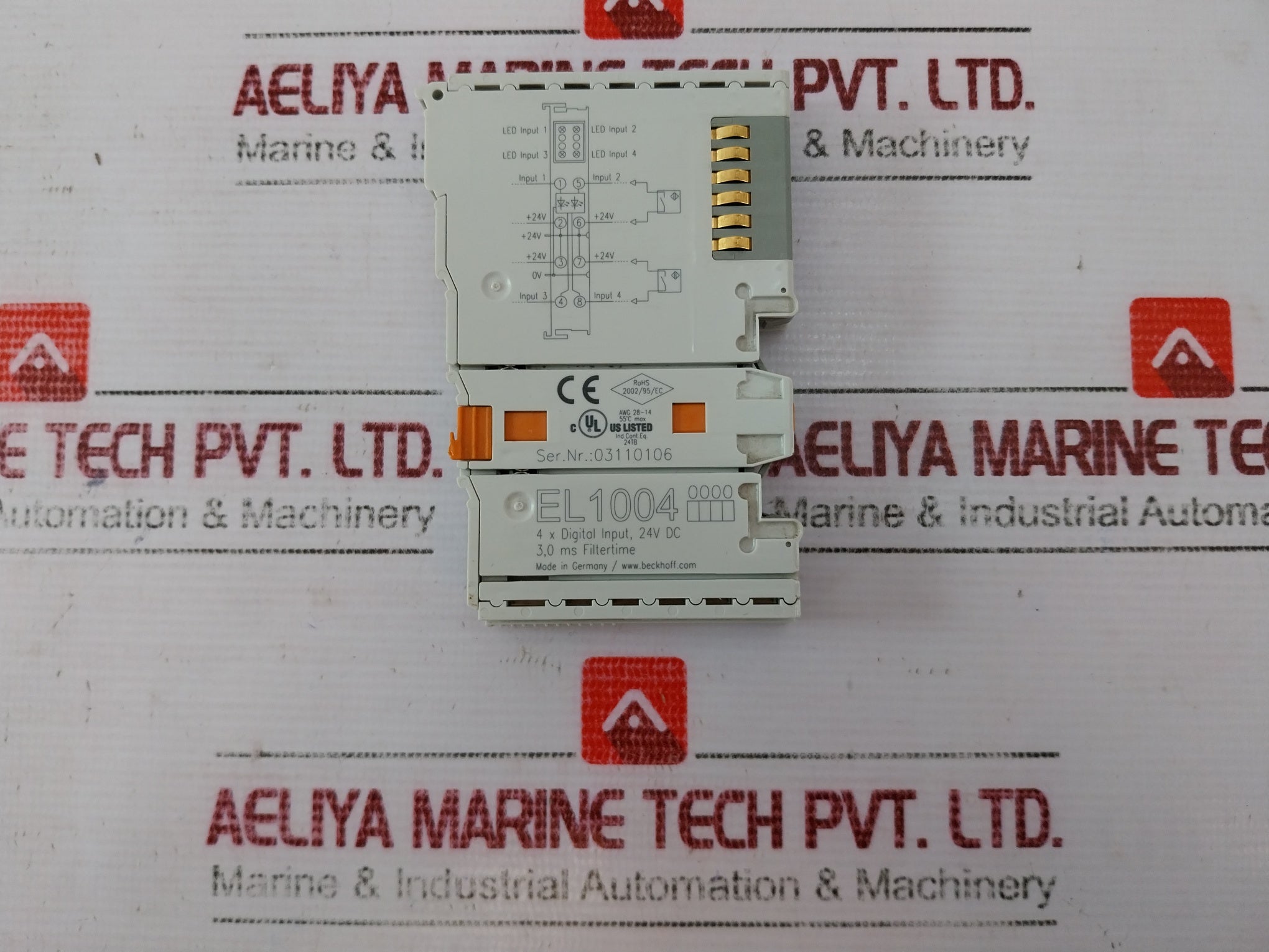 Beckhoff El1004 Ethercat Terminal, 4-channel Digital Input Module 24Vdc