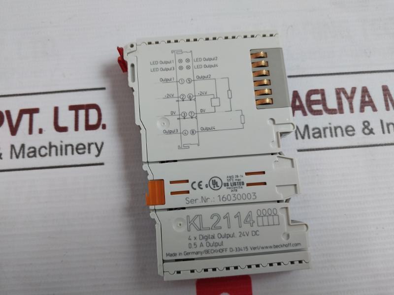 Beckhoff Kl2114 4-channel Digital Output Terminal Module 24Vdc, 0.5A, 55˚C