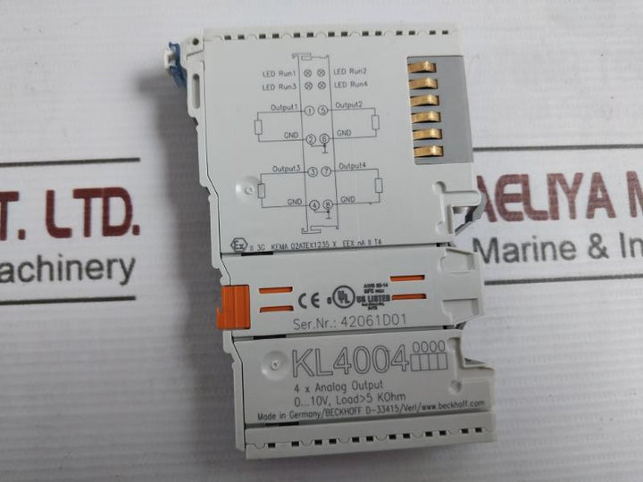 Beckhoff Kl4004 4 X Channel Analog Output Terminal Awg 28-14