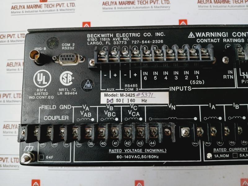 Beckwith Electric M-3425A Generator Protection Relay, 60-140Vac, 50/60Hz